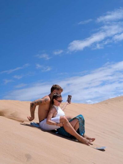 Agadir/Taghazout: Beach Quad Bike & Desert Sandboarding Tour - Sandboarding in the Agadir desert: your first run is the hardest (then it clicks)