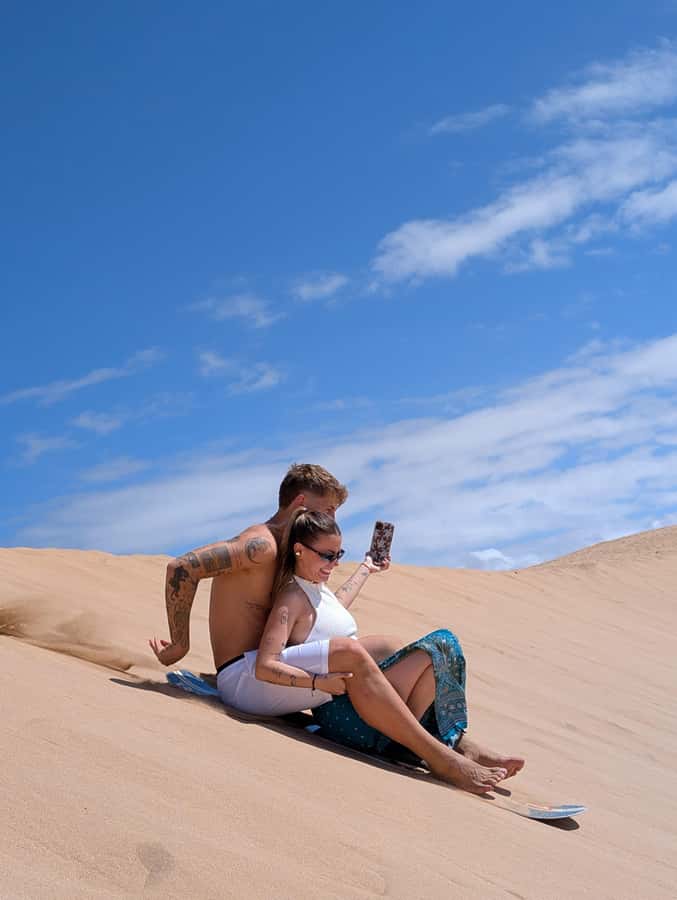Agadir/Taghazout: Beach Quad Bike & Desert Sandboarding Tour - Sandboarding in the Agadir desert: your first run is the hardest (then it clicks)