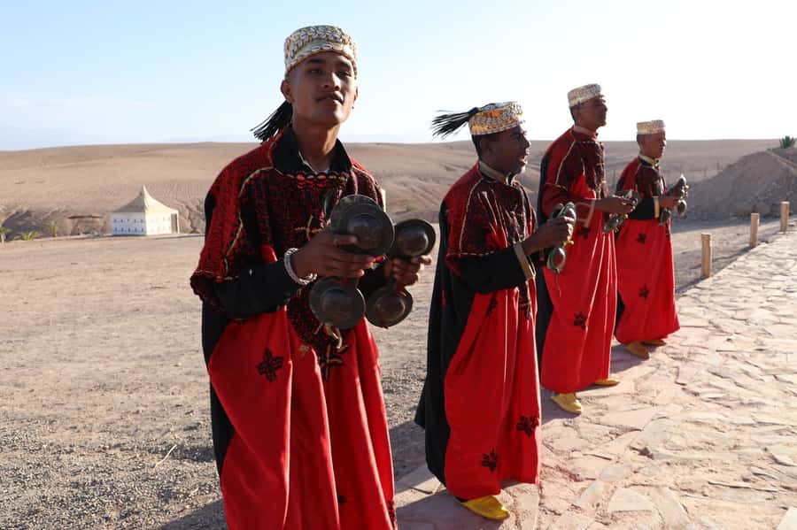 Agafay: Quad, Camel Ride & Dinner Show from Marrakech - Berber dinner show: music, fire, and stage energy under a tent