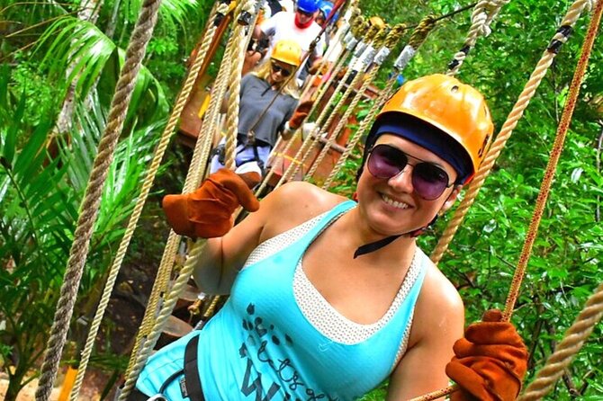 ATV Adventure, Interactive Bridges, Ziplines, Cenote and Lunch - Stop 1 at Extreme Adventuring Cancun: Zipline Canopy and Balance Bridges
