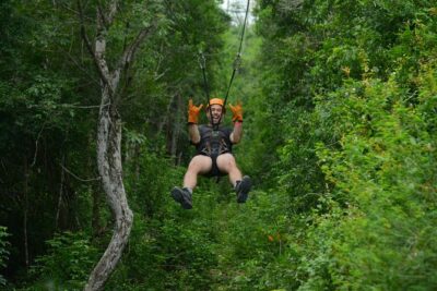 ATV Single & Zip Line from Cancun - Zipline over the canopy: where the view makes the work worth it