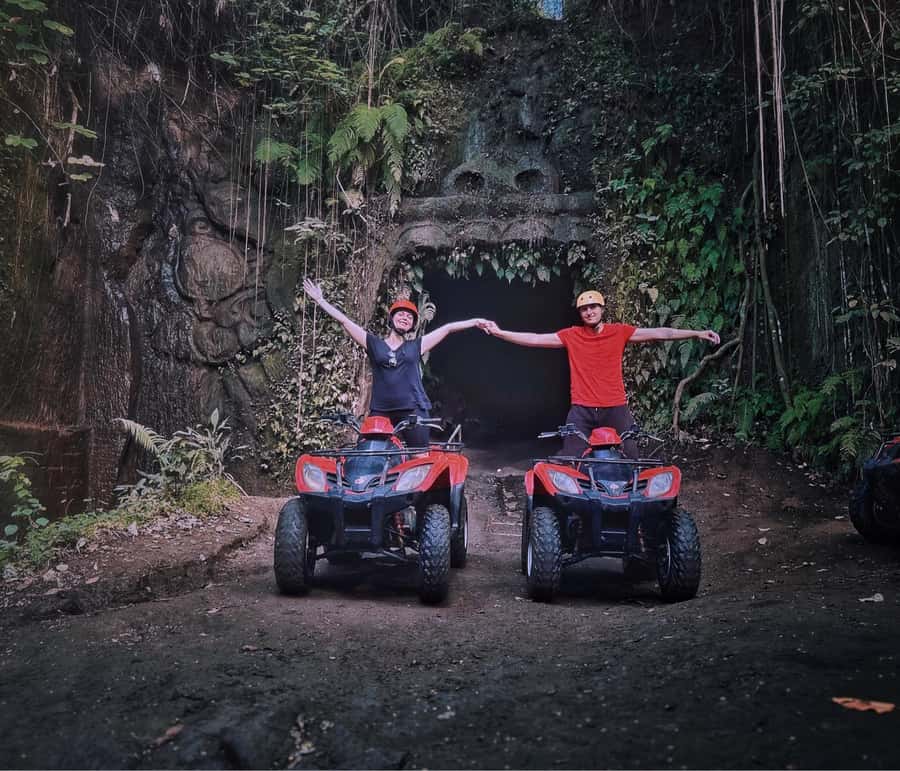 Bali: Ubud Gorilla Cave Track ATV & Waterfall Tour with Meal - Picking up your gear: safety briefing, protection, and ride options