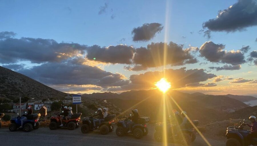 Crete: Sunset or Morning Quad with Local Products Tasting - Quad, cliffs, and good timing from Agia Pelagia