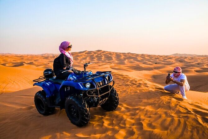 Desert Safari Dubai 30 Mins Quad Bike, Sand Board, Camel Ride BBQ - Bedouin camp dinner: gahwa, henna, shisha, and the show schedule