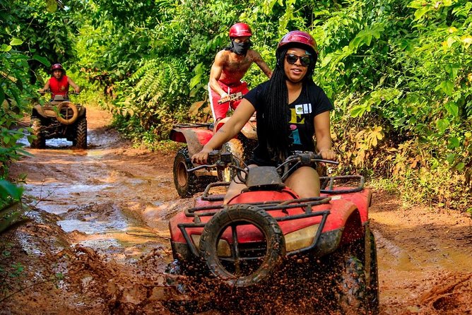 Drive an Atv shared, swim in a Cenote and ziplines in the Cancun - What You Really Pay: The $25 Price vs. the Full Day Cost