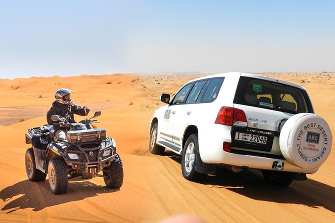 Dubai Desert Safari Dune Bashing, 60min ATV Quad, Camel Ride, BBQ - The high-dune SUV dune bashing roller coaster