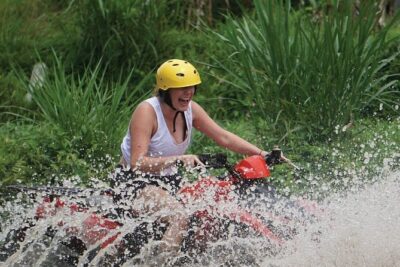 Experience Private Quad Bike and Jungle Swing in Bali Indonesia - 250cc ATV Quad Bike Through Rice, Bamboo, Villages, River, and a Tunnel