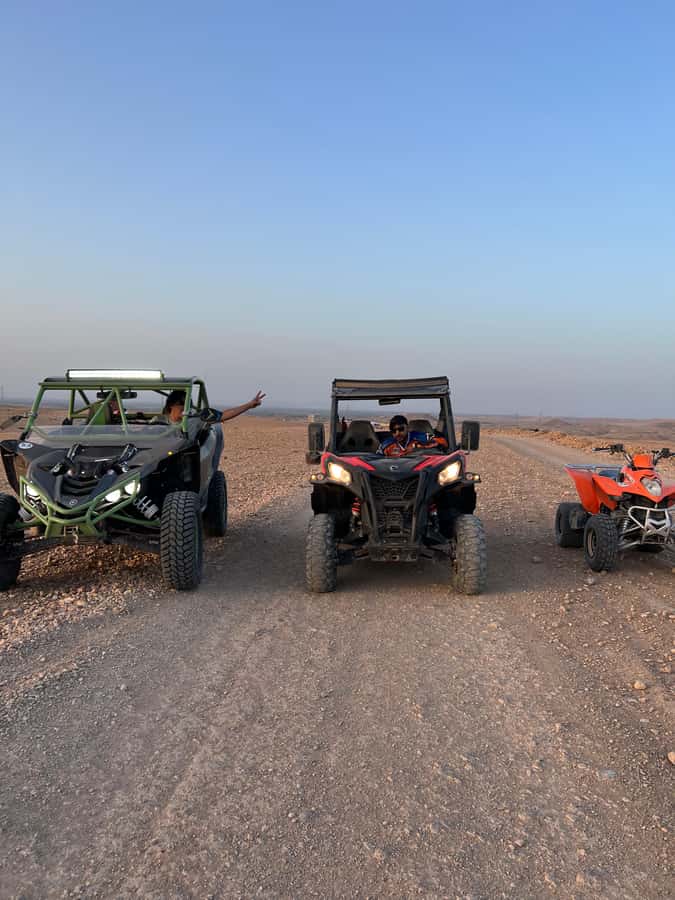 From Marrakech: Agafay Desert Buggy 1Hour & Dinner Show - The 1-hour buggy ride at sunset: instructions, spacing, and photos