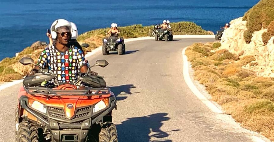 From Platanias: Quad safari with Hotel transfer - Getting to the start: pickup in Platanias or Agia Marina (Grey Fiat van)
