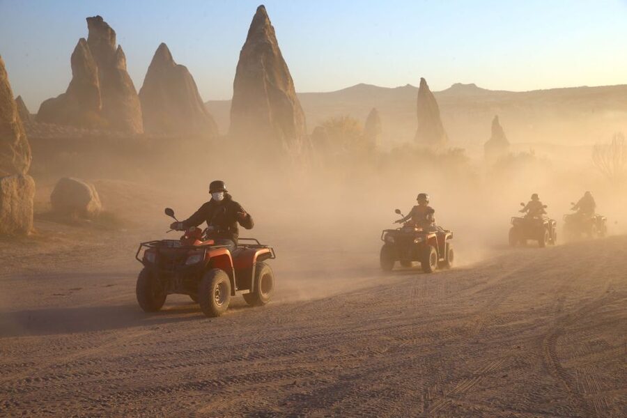 From Ürgüp/Göreme: Cappadocia Sunrise or Sunset Quad Tour - ATV training first: from nervous foot to confident throttle