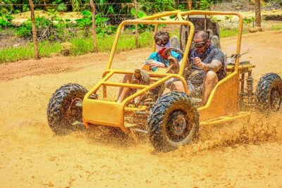 Full-day Buggy & Party Boat tour: snorkel, open bar, cave pool - Buggy and ATV time in the countryside: fun, views, and mud
