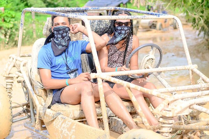 Full-day Buggy & Party Boat tour: snorkel, open bar, cave pool - Catamaran cruise + snorkeling with included gear