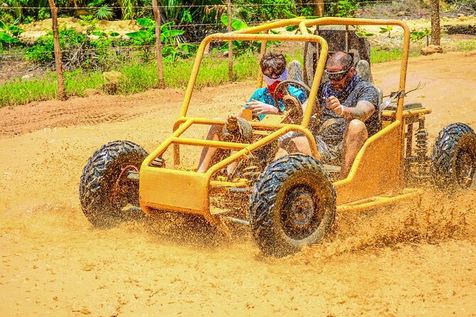 Full-day Buggy & Party Boat tour: snorkel, open bar, cave pool - Buggy and ATV time in the countryside: fun, views, and mud