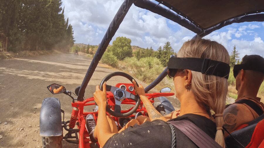 Guided Buggy Tour Mijas - Entering Las Lagunas de Mijas by buggy, not bus