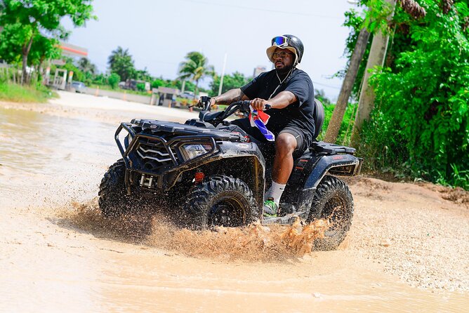 Half-Day Adventure 4x4 ATV, cenote and Macao beach in Punta Cana - Los Hoyos del Salado cenote: 25-foot-deep cave water time