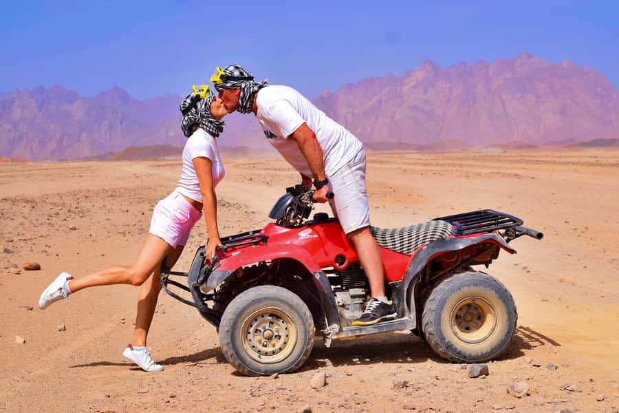 Hurghada: Safari Jeep, Quad, Buggy, Camel Ride & BBQ Dinner - Quad Biking in the Sahara: 40 Minutes of Real Adrenaline