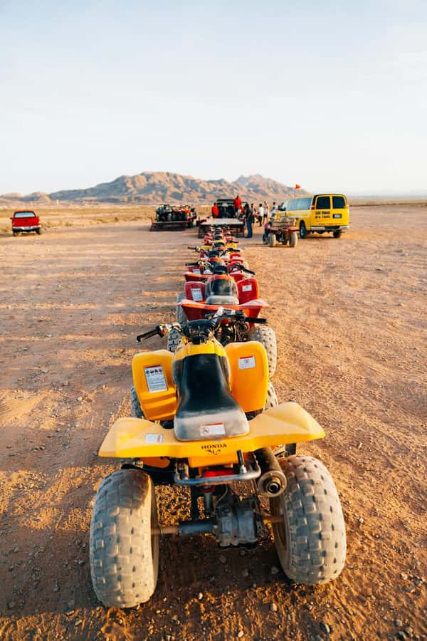 Marrakech: Agafay Desert Quad Bike with Camels & Dinner Show - Camel Ride Meets Atlas Backdrop