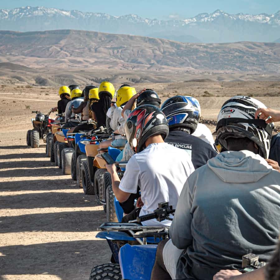 Marrakech: Agafay Desert Quad Biking, Camel Ride Fire Show - Quad Biking in Agafay: Helmets, Small Groups, and Real Controls