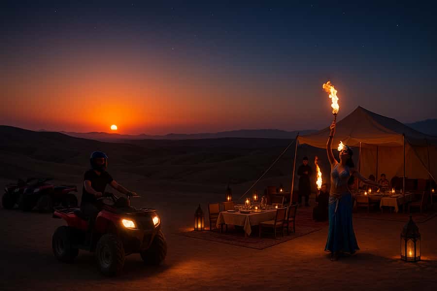 Marrakech: Agafay Desert Quad Biking with Dinner & Show - Quad Biking Camp: Safety Briefing and Getting Your Bike Wired