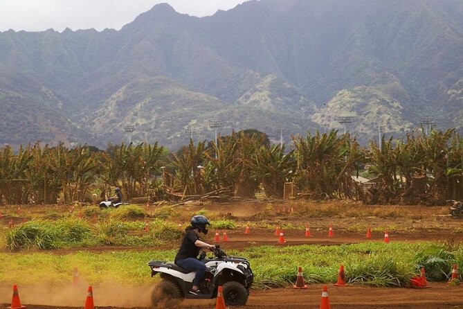 Oahu Beachfront ATV Adventure and Farm Tour - ATV track expectations: controlled speed, dust, and “follow the leader” moments