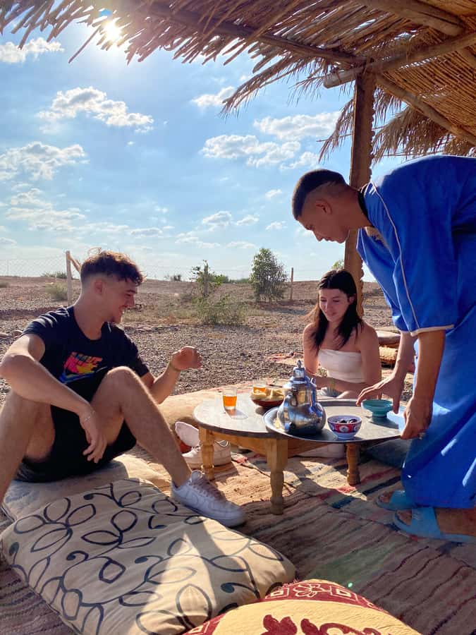 Quad biking in Marrakech's desert palm grove - Mint tea in the desert-style stop: small break, big payoff
