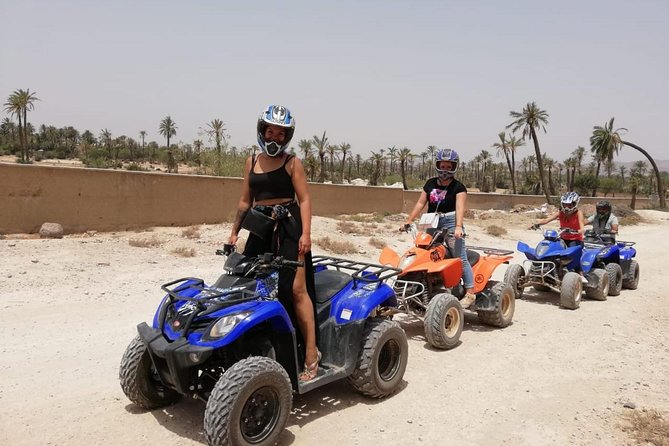 Quad, camel and dinner with show in the desert of Agafay - Quad biking: helmets, training, and the dusty reality