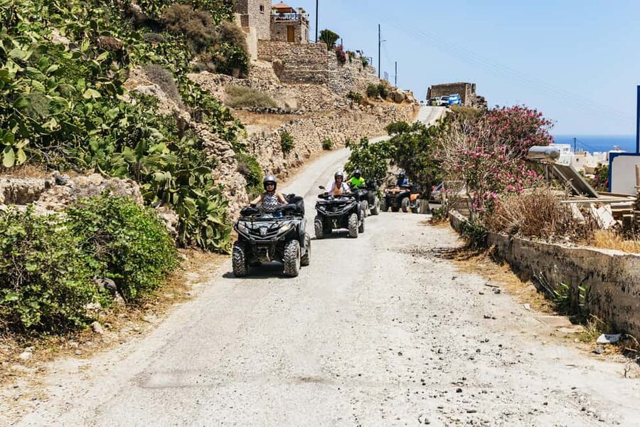 Santorini: ATV Quad Bike Tour with Lunch - The Route: Black Sand Beach and Emporio Windmills