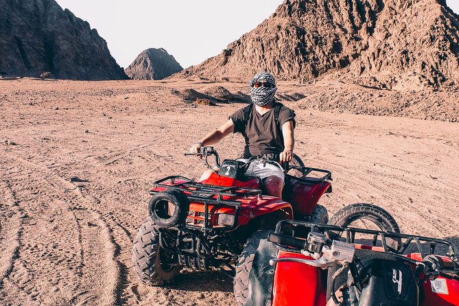 Sharm: Quad Bike or Car Buggy, Camel ride & optional VIP Bedouin Dinner & Show - Quad Bike or Dune Buggy Hour: Riding, Dust, and Real-World Control