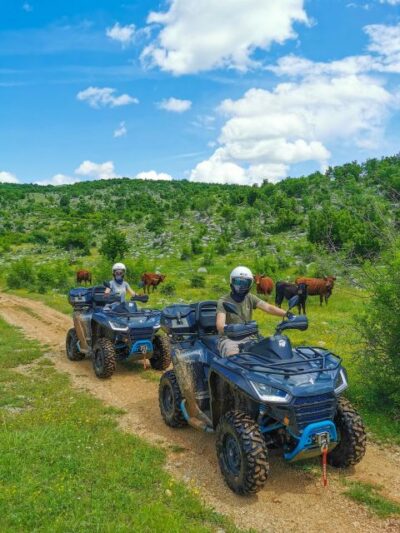 Split: Dalmatian Quad Tour with River Swimming & Picnic - Quad Setup in Real Life: Helmet, Gloves, Dust Mask Gift