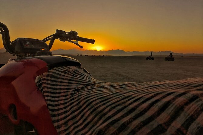 Super Safari ATV, Drive Buggy, Camel Ride, Dinner & Show-Hurghada - BBQ dinner outdoors: food, tea, and a sunset pause