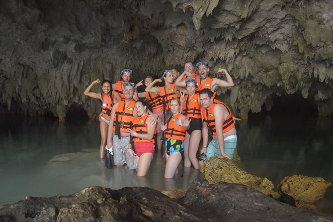 Tulum Adventure (archeological zone-Atv-ziplines-cenote-lunch-drinks-rappel) - Cenote swim: lifejackets, snorkeling gear, and the darker moments