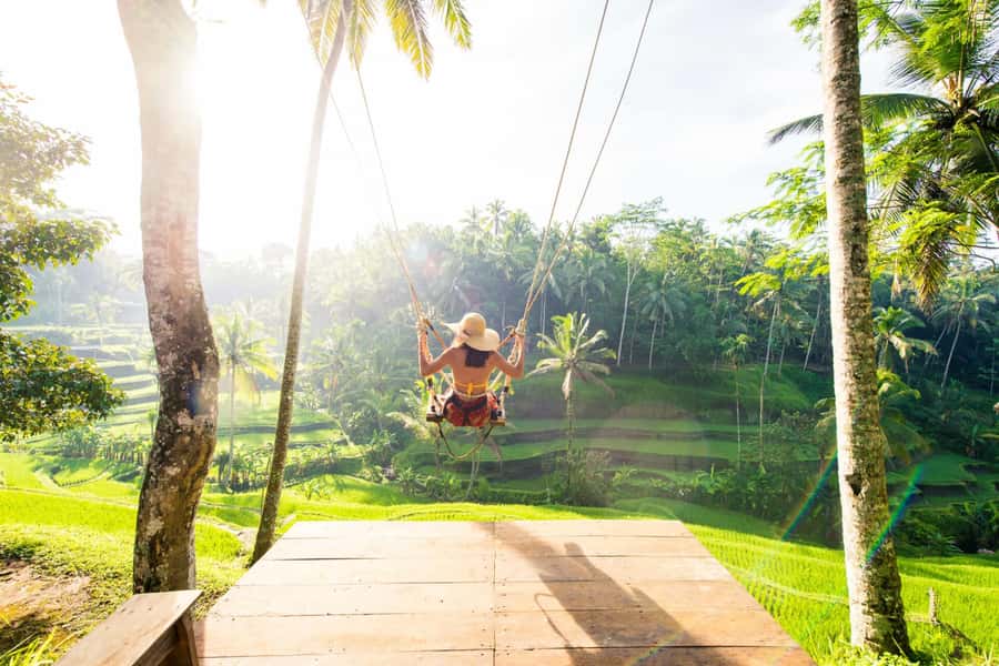 Ubud: Gorilla Face Quad Bike, Jungle Swing, Waterfall & Meal - Goa Raja Waterfall: sun rays, caves, and that wow factor